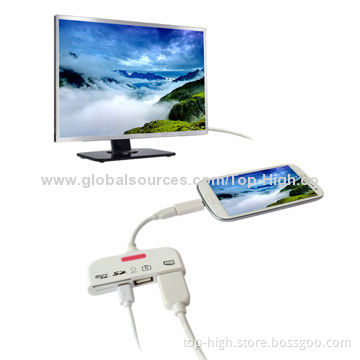 China Manufacturer Factory Price MHL for iPhone w/OTG Card Reader 5-in-1, CE/RoHS/FCC with Patent